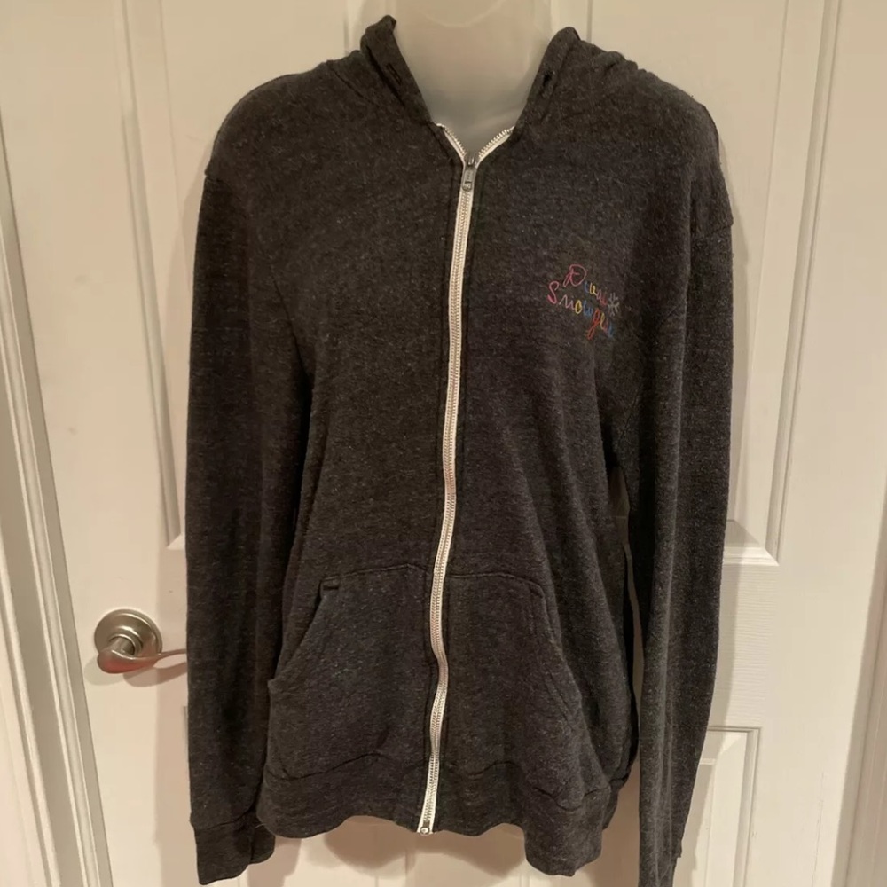 Alternative Earth Womens Sz L Gray Zip Up Hoodie Jacket Love Snow Divas PU2